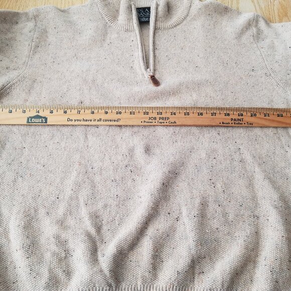 Jos. A. Bank Mens Oatmeal 80% Lambswool 1/4 Zip Sweater Executive Collection XL - Picture 8 of 10